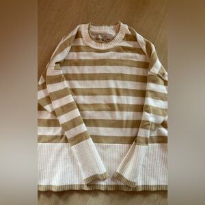 LOFT | Women’s Tan and Cream Crewneck Sweater